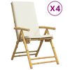 vidaXL positionsstole 4 stk. foldbare cremehvide hynder bambus
