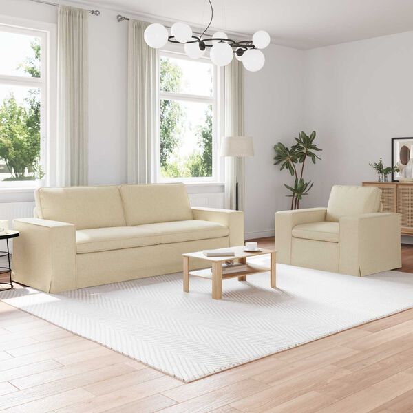 vidaXL Sofa 180cm 2 pcs Creme Metal