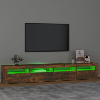 vidaXL tv-skab med LED-lys 240x35x40 cm røget egetræ