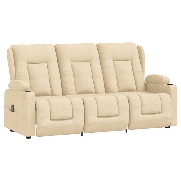 vidaXL 3-personers massagestol med kopholdere stof cremefarvet