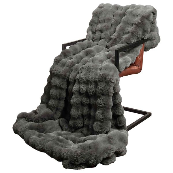 vidaXL Faux Kanin Pels T&aelig;ppe M&oslash;rkegr&aring; 240 x 270 cm Polyester