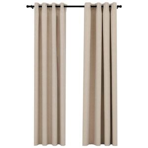 vidaXL m&oslash;rkl&aelig;gningsgardiner med &oslash;jer 2 stk. h&oslash;r-look 140x225 cm beige