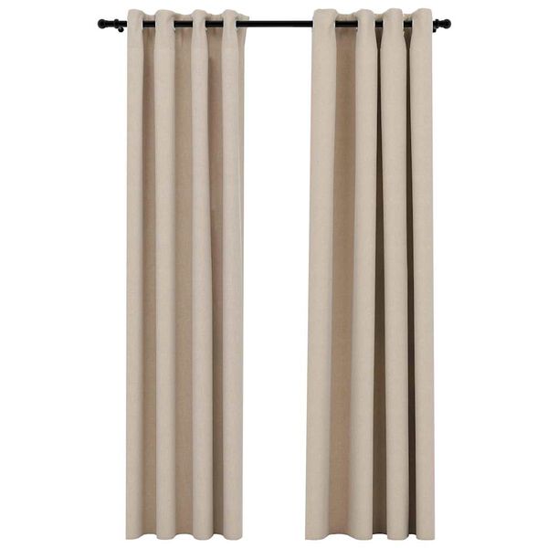 vidaXL m&oslash;rkl&aelig;gningsgardiner med &oslash;jer 2 stk. h&oslash;r-look 140x225 cm beige
