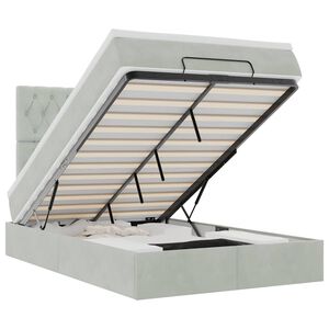 vidaXL osmannisk sengeramme med madrasser 120x190 cm fl&oslash;jl lysegr&aring;