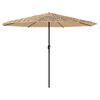 vidaXL haveparasol med LED-lys og st&aring;lstang 324x324x247 cm brun