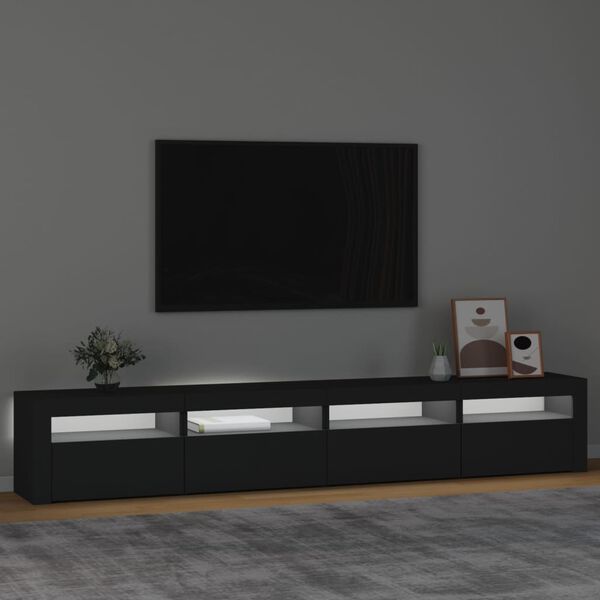 vidaXL tv-skab med LED-lys 240x35x40 cm sort