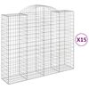 vidaXL buede gabionkurve 15 stk. 200x50x160/180 cm galvaniseret jern