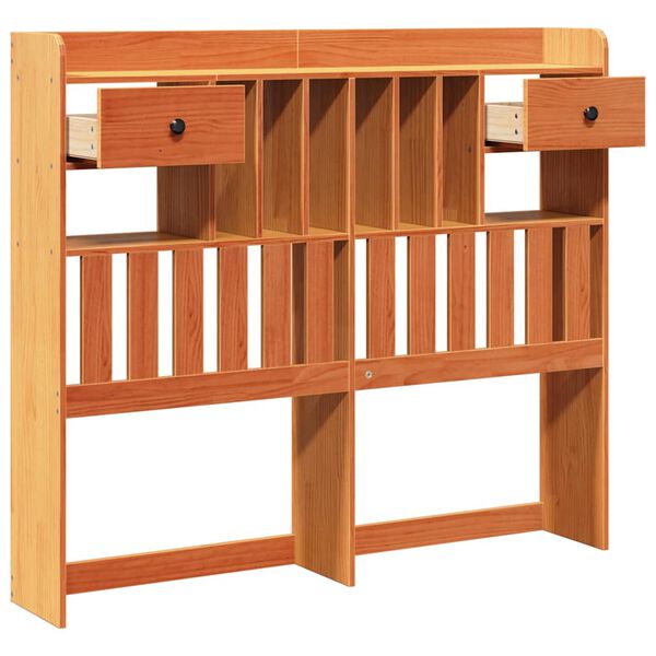 vidaXL sengegavl med opbevaring 120 cm massivt fyrretr&aelig; gyldenbrun