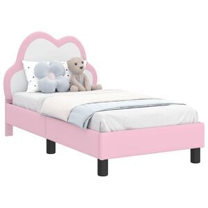 vidaXL Sengestel til tumling med hovedg&aelig;rde Lyser&oslash;d 70 x 140 cm PU