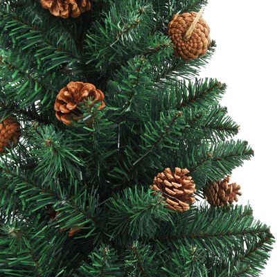 vidaXL smalt juletræ med lys og kuglesæt 210 cm PVC grøn