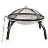 vidaXL 2-i-1 b&aring;lfad og grill med ildrager 56x56x49 cm rustfrit st&aring;l
