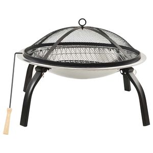 vidaXL 2-i-1 b&aring;lfad og grill med ildrager 56x56x49 cm rustfrit st&aring;l