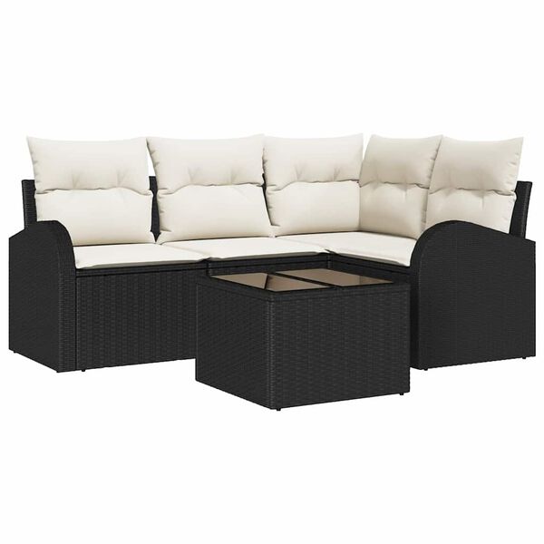 vidaXL Havesofa Sæt 5 pcs Sort polyrattan