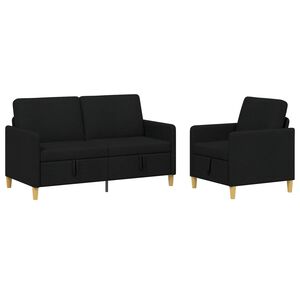 vidaXL Sofa s&aelig;t med opbevaring 2 stk. Sort Polyester