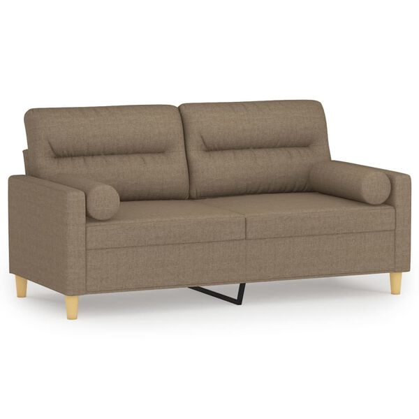 vidaXL 2-personers sofa med puder og hynder 140 cm stof gr&aring;brun