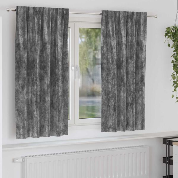 vidaXL Velour Gardiner med gardiner 2 pcs Grå 175 x 140 cm Fløjl