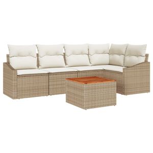 vidaXL Havesofa S&aelig;t med opbevaring 6 pcs Beige og creme polyrattan