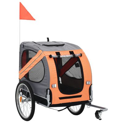 vidaXL cykelanhænger til hund orange og grå