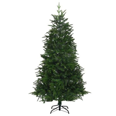 vidaXL kunstigt juletræ med LED-lys og julekuglesæt 210 cm PVC grøn
