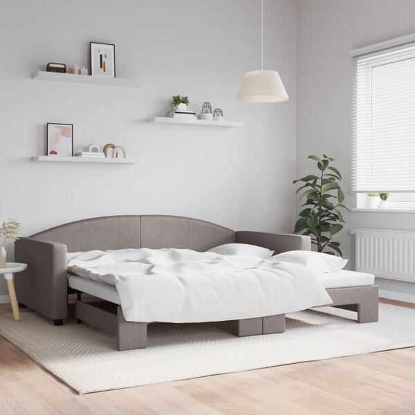 vidaXL daybed med udtræk 100x200 cm stof gråbrun
