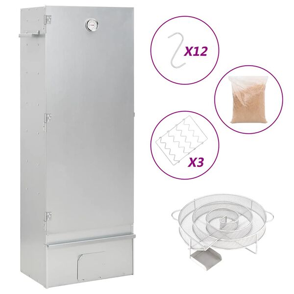 vidaXL rygeovn med generator til koldr&oslash;gning galvaniseret st&aring;l