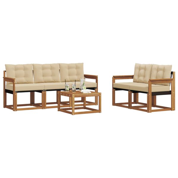 vidaXL Udend&oslash;rs sofagruppe med pude 6 pcs Naturlig og Beige