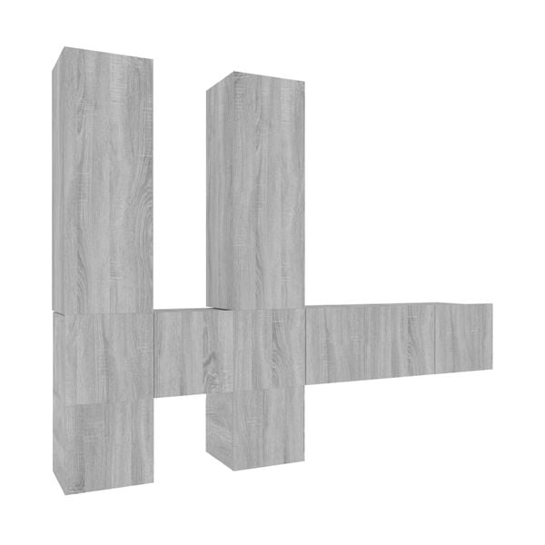 vidaXL tv-skabss&aelig;t 7 dele konstrueret tr&aelig; gr&aring; sonoma-eg