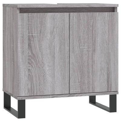 vidaXL møbelsæt til badeværelse 3 dele konstrueret træ grå sonoma-eg
