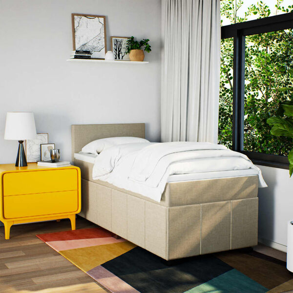 vidaXL kontinentalseng med madras 90x190 cm stof cremefarvet