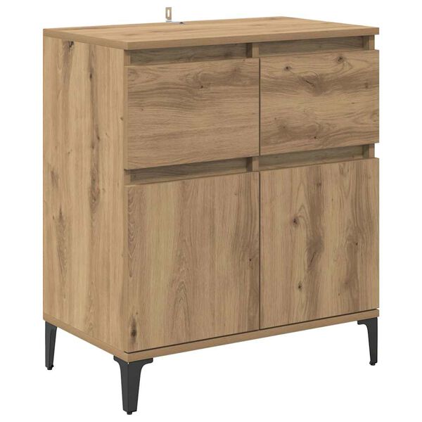 vidaXL Sideboard Artisan Egetr&aelig; 60 x 35 x 70 cm Ingeni&oslash;rt tr&aelig; og jern