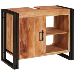 vidaXL Vaskeskab med hylde Brun 71 x 33 x 58 cm Massivt Akacietr&aelig;