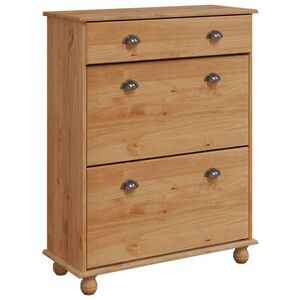 vidaXL Sko skab med skuffe ASKIM Brun 85 x 35 x 108 cm Massiv fyrretr&aelig;