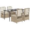 vidaXL spisebordss&aelig;t til haven 5 dele med hynder polyrattan beige