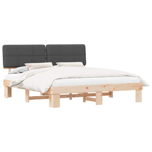 vidaXL Sengestel med Polstret Hovedgavl M&oslash;rkegr&aring; 180 x 200 cm
