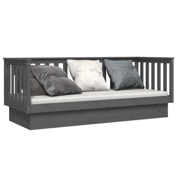 vidaXL daybed 90x190 cm massivt fyrretræ grå