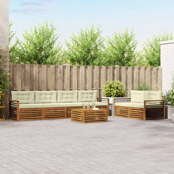 vidaXL Udend&oslash;rs sofagruppe med pude 7 pcs Naturlig og Fl&oslash;de