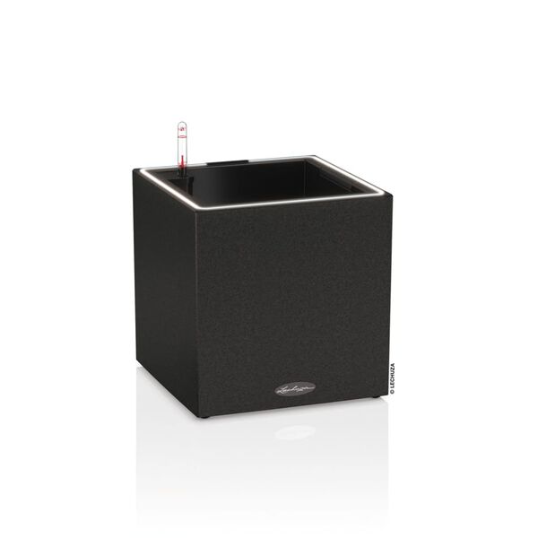 LECHUZA plantekrukke CANTO Stone 30 Low ALL-IN-ONE 30x30 cm grafitsort