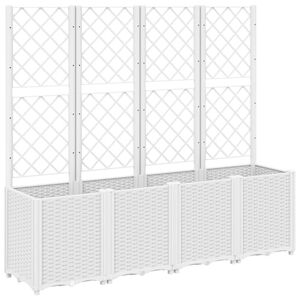 vidaXL plantekasse med espalier 160x40x140 cm PP hvid