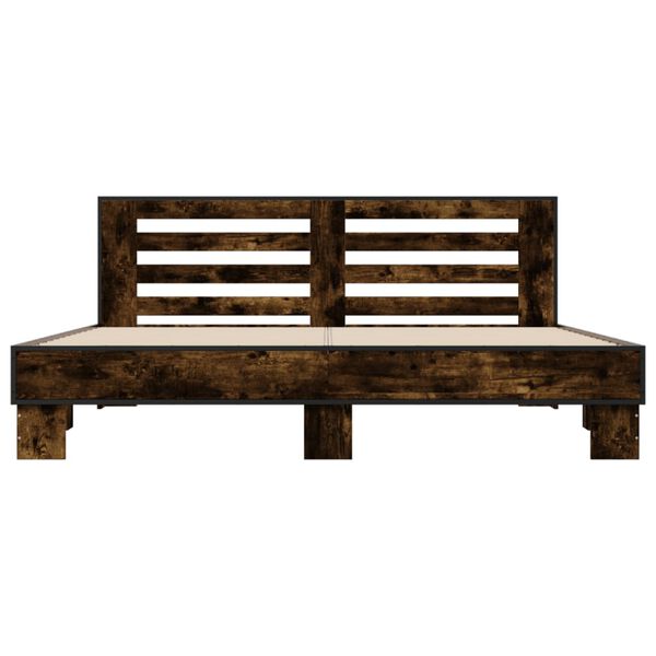 vidaXL sengestel 200x200cm konstrueret tr&aelig; og metal r&oslash;get egetr&aelig;sfarve