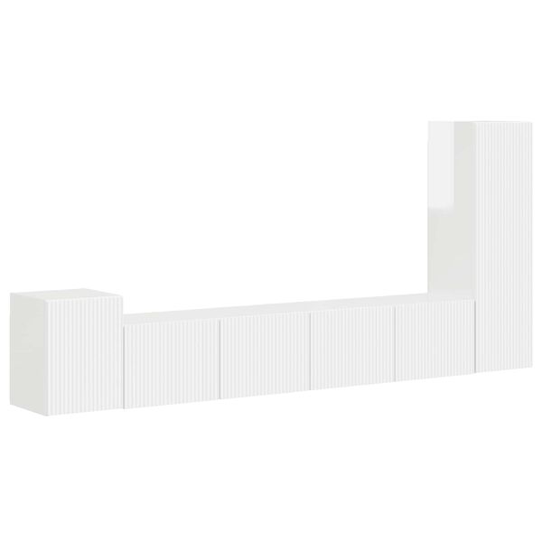 vidaXL TV-m&oslash;bels&aelig;t V&aelig;gmonteret 3 pcs H&oslash;j gloss hvid Konstrueret tr&aelig;