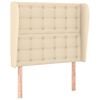 vidaXL sengegavl med kanter 103x23x118/128 cm stof cremefarvet