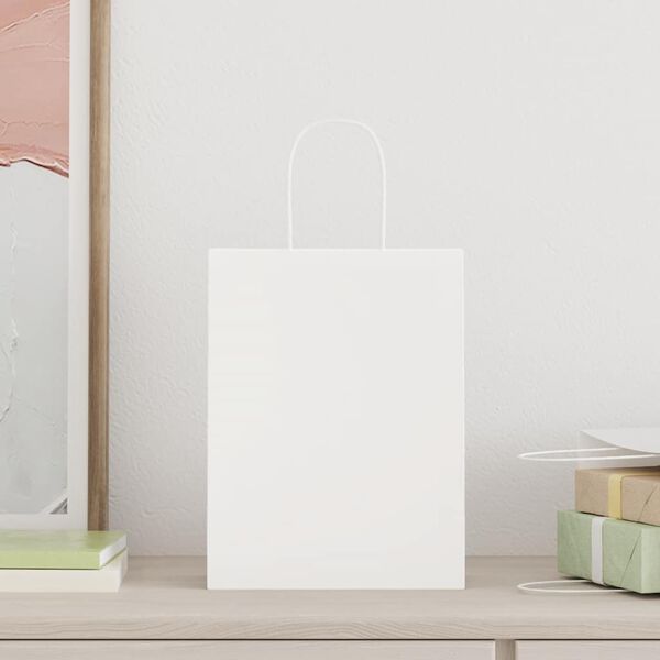 vidaXL papirposer 250 stk. med h&aring;ndtag 21x11x28 cm hvid