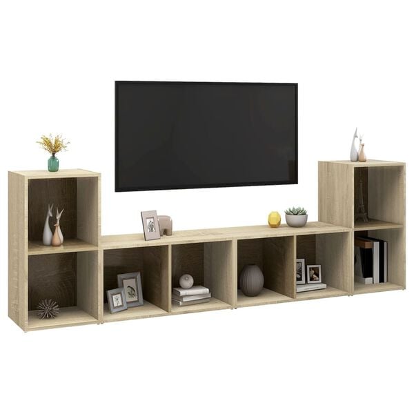 vidaXL tv-skabe 4 stk. 72x35x36,5 cm konstrueret træ sonoma-eg