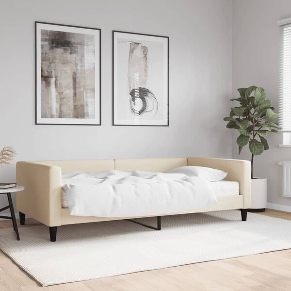 vidaXL daybed med madras 100x200 cm stof cremefarvet