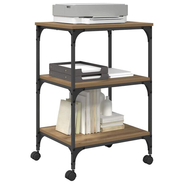 vidaXL Printerstand Artisan Egetr&aelig; 50 x 41 x 75 cm Konstrueret tr&aelig;