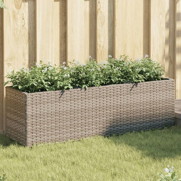 vidaXL plantekasse med 3 krukker 105x30x32 cm polyrattan gr&aring;