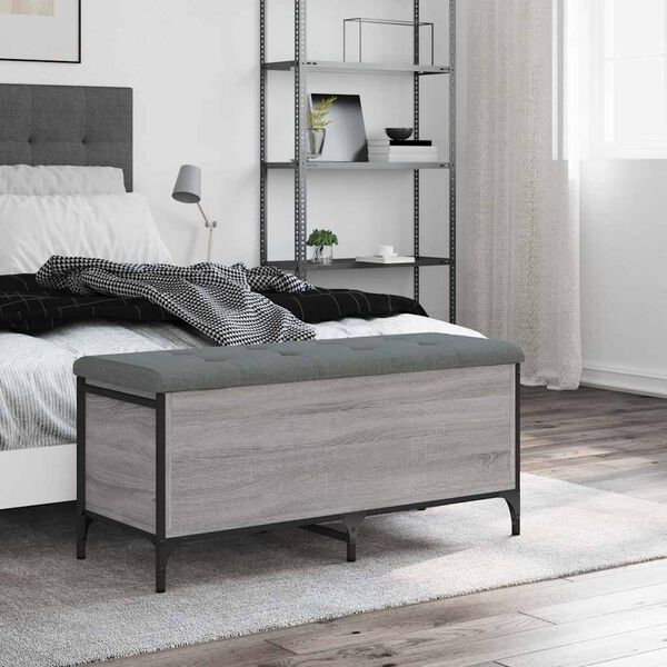 vidaXL opbevaringsb&aelig;nk 102x42x45 cm konstrueret tr&aelig; gr&aring; sonoma-eg