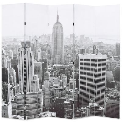 vidaXL foldbar rumdeler 200 x 170 cm New York by Day sort og hvid
