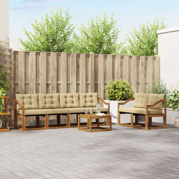 vidaXL Udend&oslash;rs sofagruppe med pude 7 pcs Naturlig og Beige