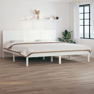 vidaXL sengestel 180x200 cm Super King massivt fyrretræ hvid